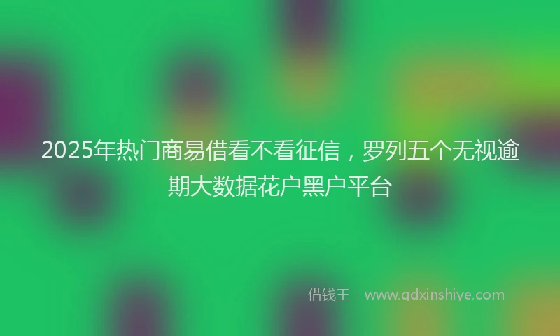 2025年热门商易借看不看征信，罗列五个无视逾期大数据花户黑户平台