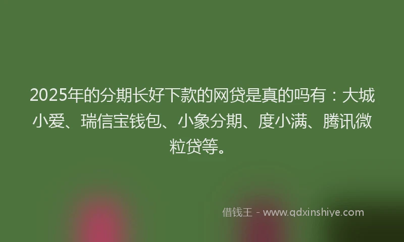 2025年的分期长好下款的网贷是真的吗有：大城小爱、瑞信宝钱包、小象分期、度小满、腾讯微粒贷等。