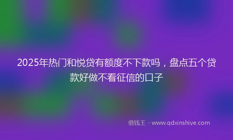 2025年热门和悦贷有额度不下款吗，盘点五个贷款好做不看征信的口子