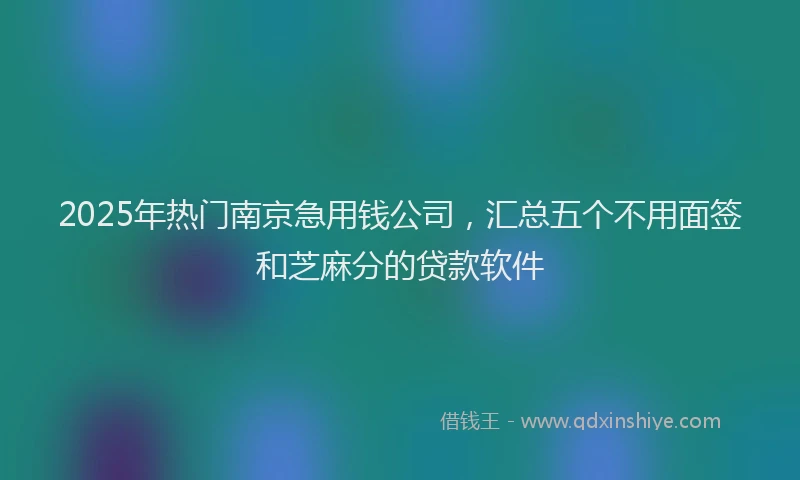 2025年热门南京急用钱公司，汇总五个不用面签和芝麻分的贷款软件