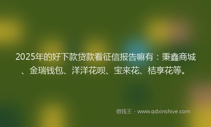2025年的好下款贷款看征信报告嘛有：秉鑫商城、金瑞钱包、洋洋花呗、宝来花、桔享花等。