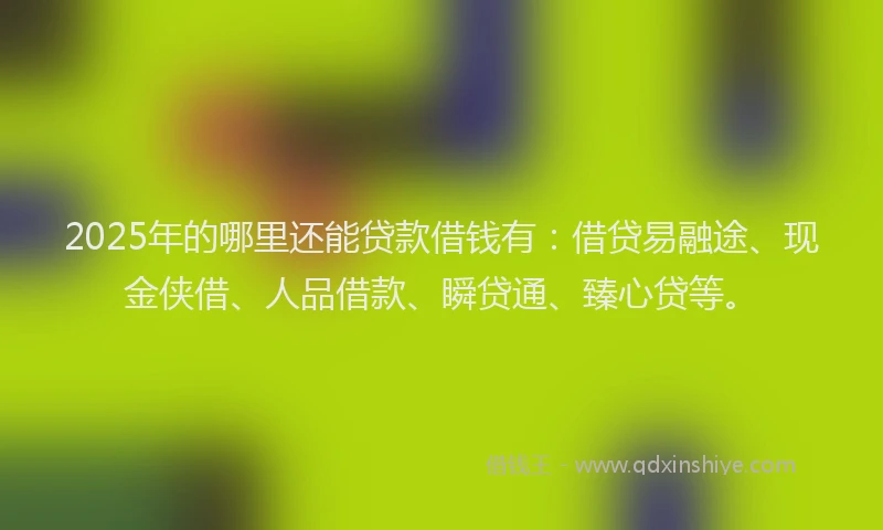 2025年的哪里还能贷款借钱有：借贷易融途、现金侠借、人品借款、瞬贷通、臻心贷等。