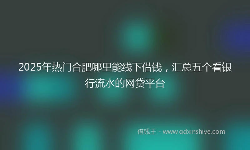 2025年热门合肥哪里能线下借钱，汇总五个看银行流水的网贷平台