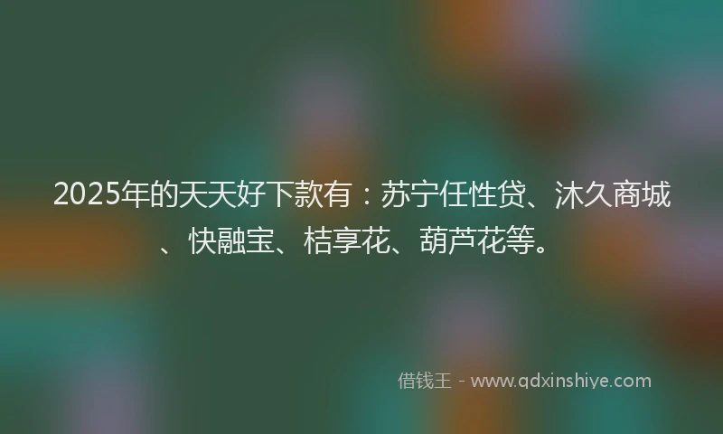 2025年的天天好下款有：苏宁任性贷、沐久商城、快融宝、桔享花、葫芦花等。