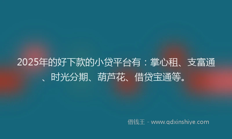 2025年的好下款的小贷平台有：掌心租、支富通、时光分期、葫芦花、借贷宝通等。
