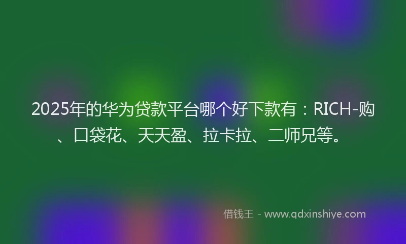 2025年的华为贷款平台哪个好下款有：RICH-购、口袋花、天天盈、拉卡拉、二师兄等。