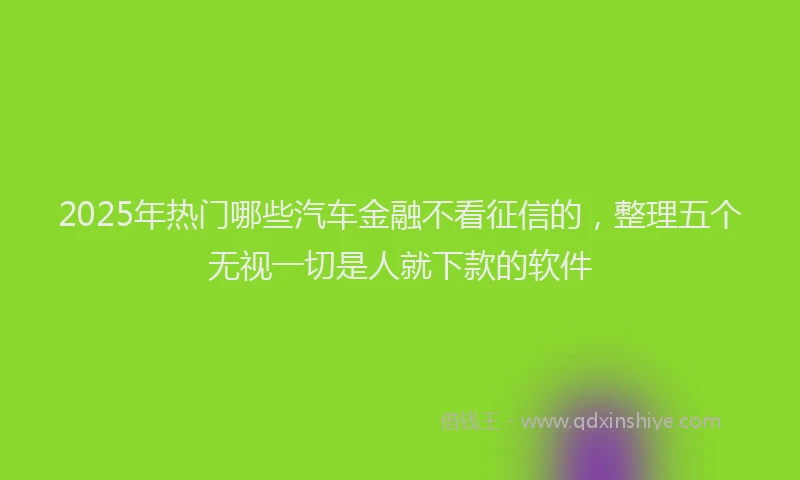 2025年热门哪些汽车金融不看征信的，整理五个无视一切是人就下款的软件