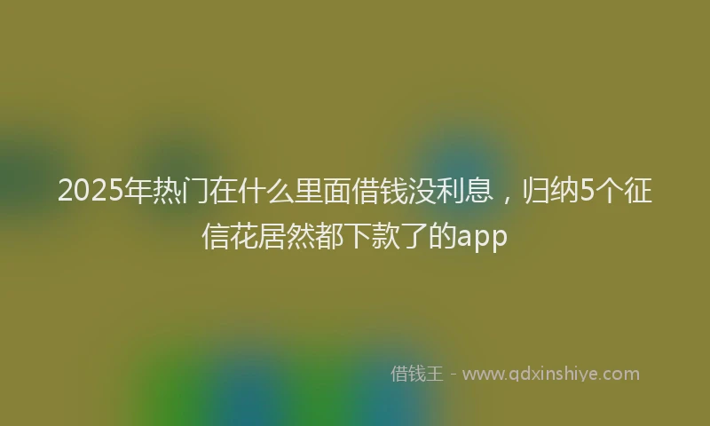 2025年热门在什么里面借钱没利息，归纳5个征信花居然都下款了的app