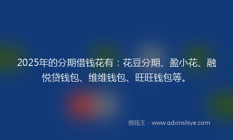 2025年的分期借钱花有：花豆分期、盈小花、融悦贷钱包、维维钱包、旺旺钱包等。
