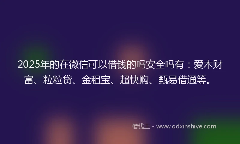 2025年的在微信可以借钱的吗安全吗有：爱木财富、粒粒贷、金租宝、超快购、甄易借通等。