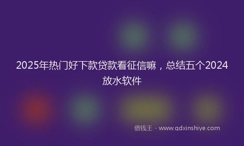 2025年热门好下款贷款看征信嘛，总结五个2024放水软件