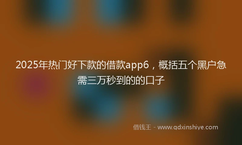 2025年热门好下款的借款app6，概括五个黑户急需三万秒到的的口子