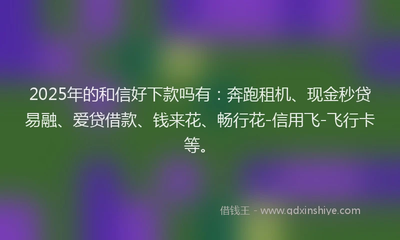 2025年的和信好下款吗有：奔跑租机、现金秒贷易融、爱贷借款、钱来花、畅行花-信用飞-飞行卡等。