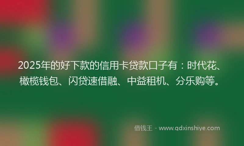 2025年的好下款的信用卡贷款口子有：时代花、橄榄钱包、闪贷速借融、中益租机、分乐购等。