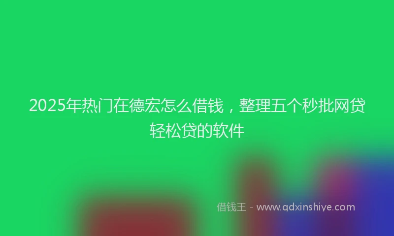 2025年热门在德宏怎么借钱，整理五个秒批网贷轻松贷的软件