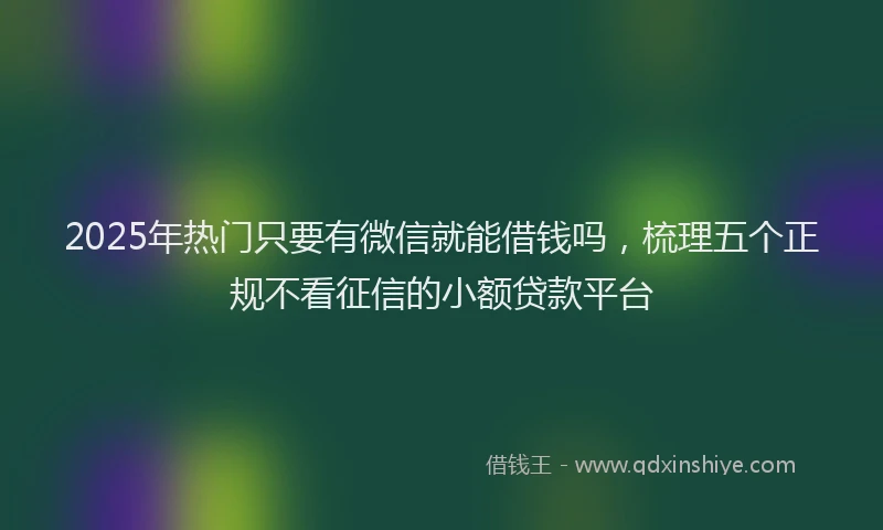 2025年热门只要有微信就能借钱吗，梳理五个正规不看征信的小额贷款平台