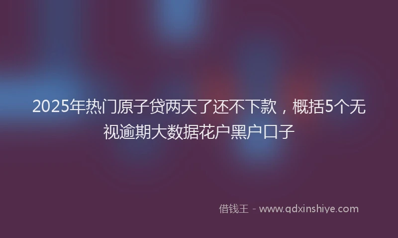 2025年热门原子贷两天了还不下款，概括5个无视逾期大数据花户黑户口子
