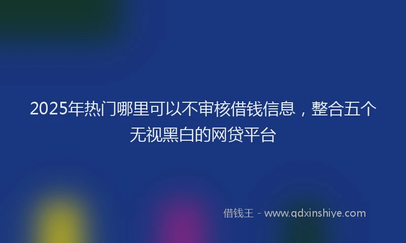2025年热门哪里可以不审核借钱信息，整合五个无视黑白的网贷平台