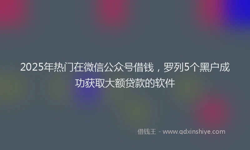 2025年热门在微信公众号借钱，罗列5个黑户成功获取大额贷款的软件