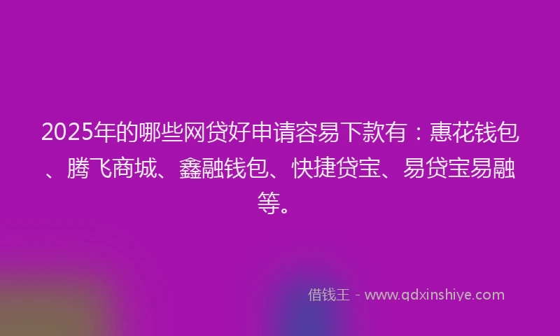 2025年的哪些网贷好申请容易下款有：惠花钱包、腾飞商城、鑫融钱包、快捷贷宝、易贷宝易融等。