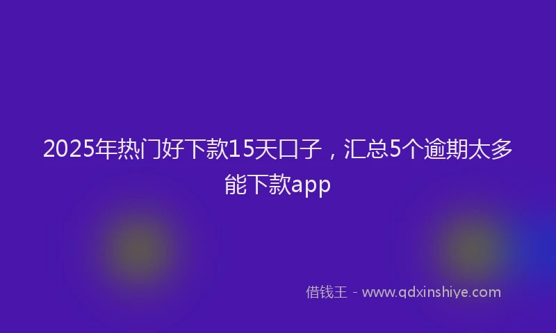 2025年热门好下款15天口子，汇总5个逾期太多能下款app