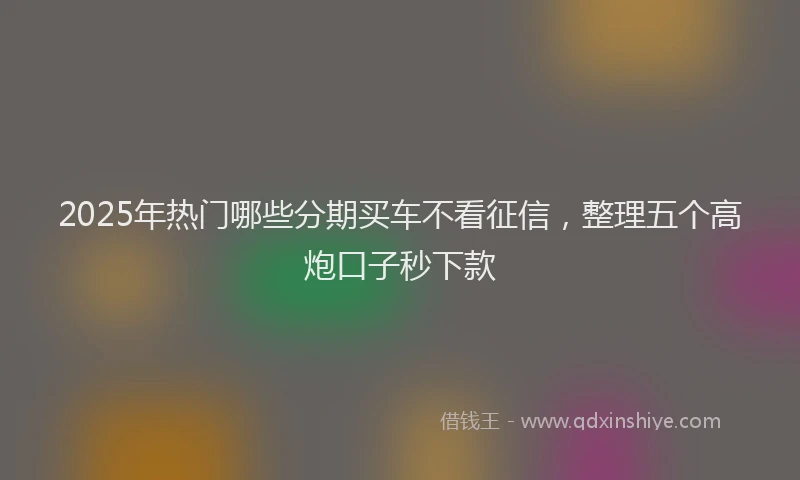 2025年热门哪些分期买车不看征信，整理五个高炮口子秒下款