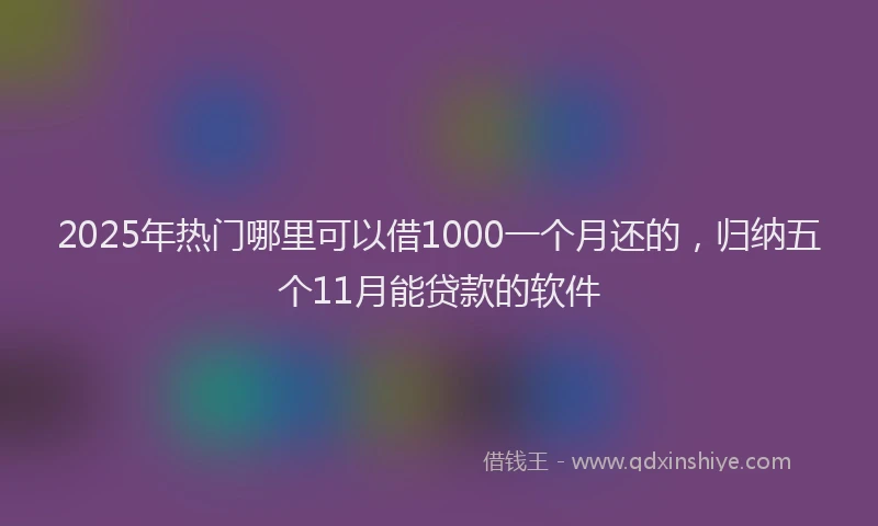 2025年热门哪里可以借1000一个月还的，归纳五个11月能贷款的软件