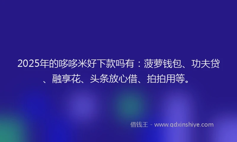 2025年的哆哆米好下款吗有：菠萝钱包、功夫贷、融享花、头条放心借、拍拍用等。