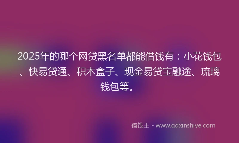 2025年的哪个网贷黑名单都能借钱有：小花钱包、快易贷通、积木盒子、现金易贷宝融途、琉璃钱包等。