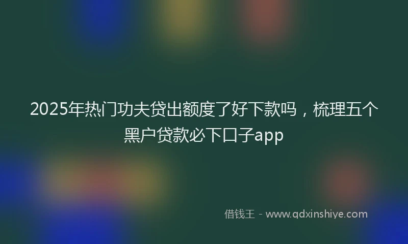 2025年热门功夫贷出额度了好下款吗，梳理五个黑户贷款必下口子app