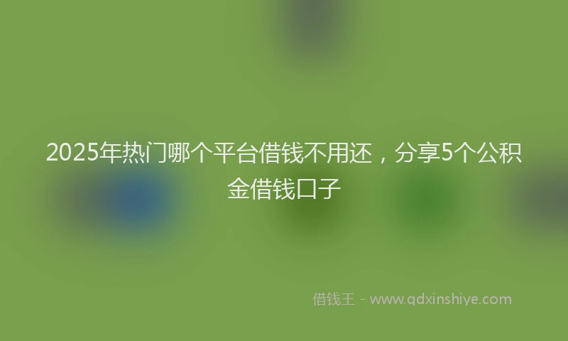 2025年热门哪个平台借钱不用还，分享5个公积金借钱口子
