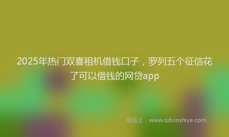 2025年热门双喜租机借钱口子，罗列五个征信花了可以借钱的网贷app