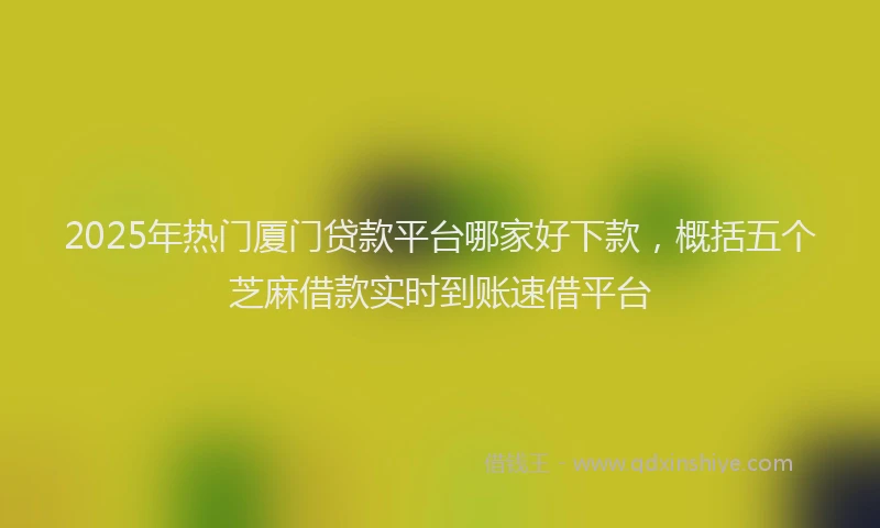 2025年热门厦门贷款平台哪家好下款，概括五个芝麻借款实时到账速借平台