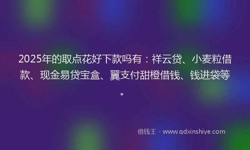 2025年的取点花好下款吗有：祥云贷、小麦粒借款、现金易贷宝盒、翼支付甜橙借钱、钱进袋等。
