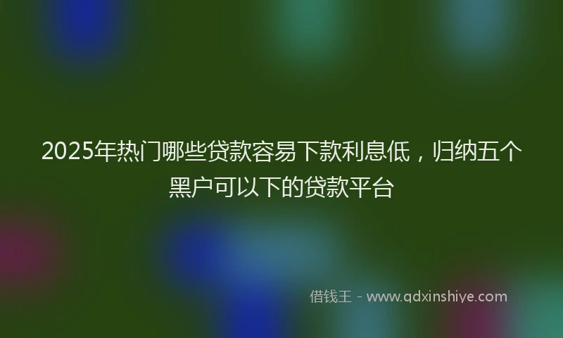 2025年热门哪些贷款容易下款利息低，归纳五个黑户可以下的贷款平台