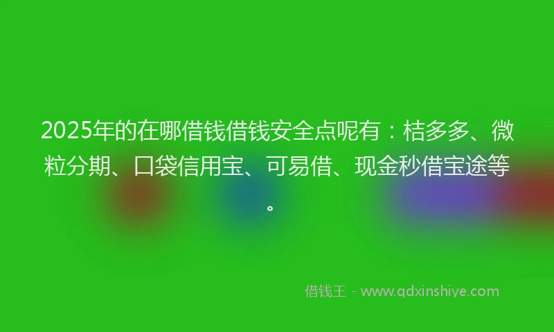 2025年的在哪借钱借钱安全点呢有：桔多多、微粒分期、口袋信用宝、可易借、现金秒借宝途等。