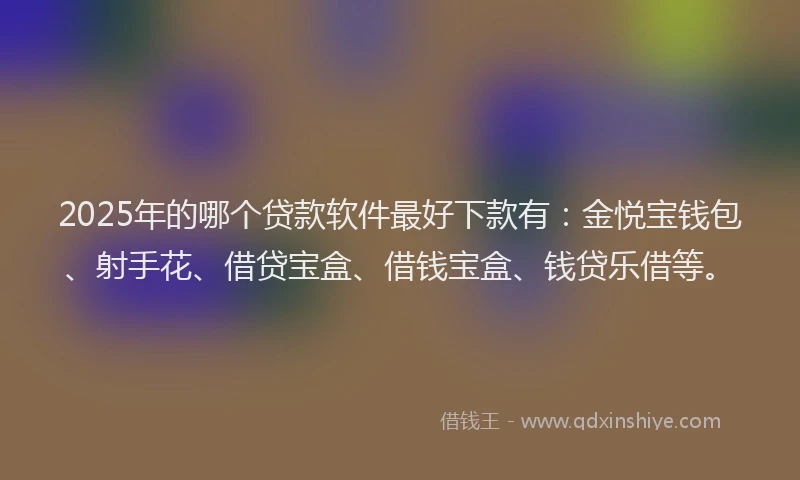 2025年的哪个贷款软件最好下款有：金悦宝钱包、射手花、借贷宝盒、借钱宝盒、钱贷乐借等。
