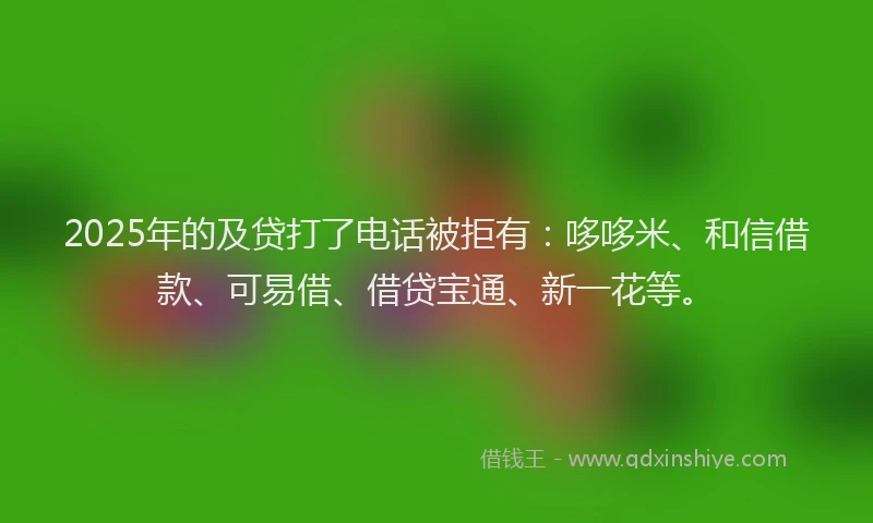 2025年的及贷打了电话被拒有：哆哆米、和信借款、可易借、借贷宝通、新一花等。