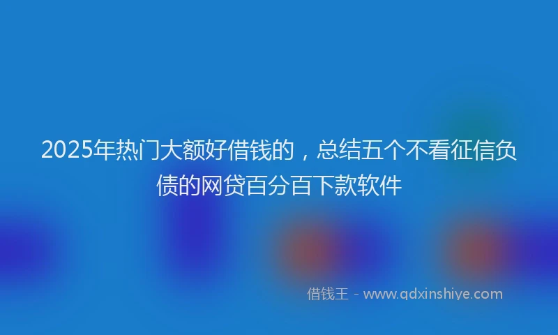 2025年热门大额好借钱的，总结五个不看征信负债的网贷百分百下款软件