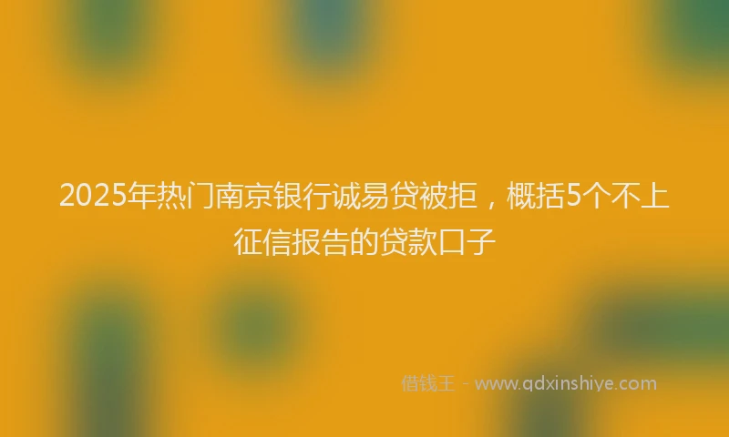 2025年热门南京银行诚易贷被拒，概括5个不上征信报告的贷款口子
