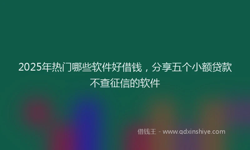 2025年热门哪些软件好借钱，分享五个小额贷款不查征信的软件