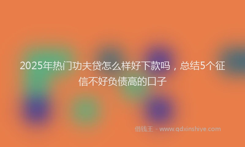 2025年热门功夫贷怎么样好下款吗，总结5个征信不好负债高的口子