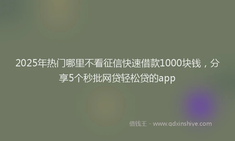 2025年热门哪里不看征信快速借款1000块钱，分享5个秒批网贷轻松贷的app