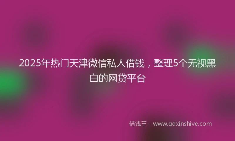 2025年热门天津微信私人借钱，整理5个无视黑白的网贷平台