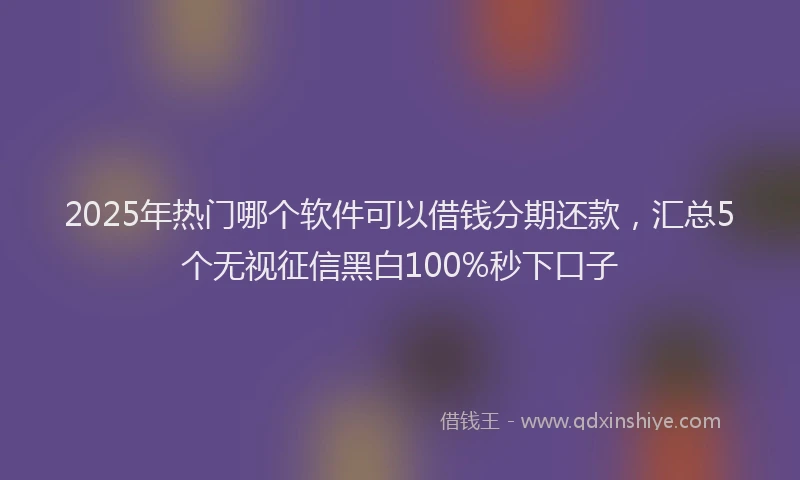 2025年热门哪个软件可以借钱分期还款，汇总5个无视征信黑白100%秒下口子