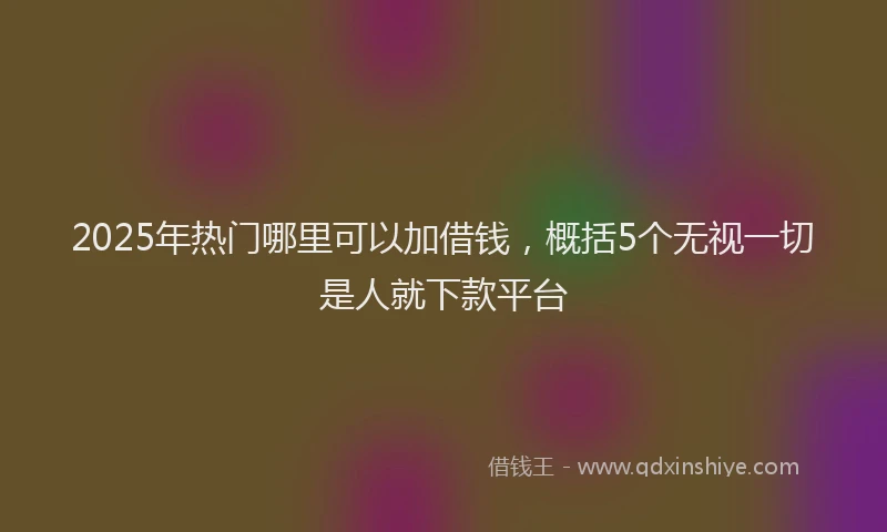 2025年热门哪里可以加借钱，概括5个无视一切是人就下款平台
