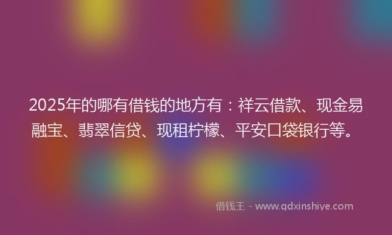 2025年的哪有借钱的地方有：祥云借款、现金易融宝、翡翠信贷、现租柠檬、平安口袋银行等。