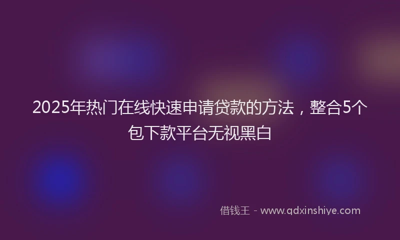 2025年热门在线快速申请贷款的方法，整合5个包下款平台无视黑白