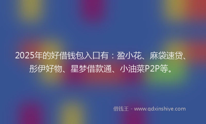 2025年的好借钱包入口有：盈小花、麻袋速贷、彤伊好物、星梦借款通、小油菜P2P等。