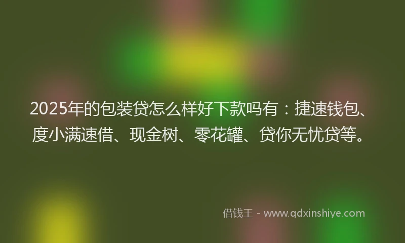 2025年的包装贷怎么样好下款吗有：捷速钱包、度小满速借、现金树、零花罐、贷你无忧贷等。